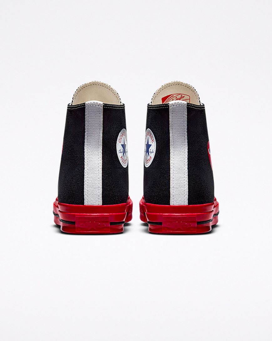 Tenisi Inalti Barbati Converse x Comme des Garçons PLAY Chuck 70 Negrii Rosii | RO CDFJY456